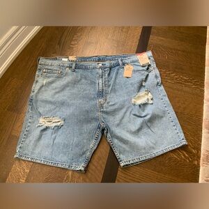 LEVI’S Men’s 405 Standard Denim Ripped Light-Wash Shorts Stretch Plus SZ 50 NEW